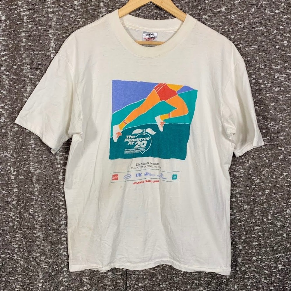 Vintage 1989 Peachtree Road Race 20th Anniversary T-Shirt Single Stitch XL